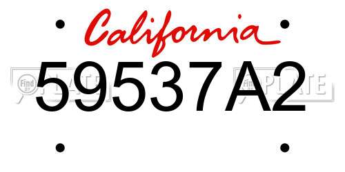 59537A2 California License Plate