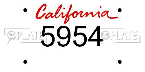 5954 California License Plate