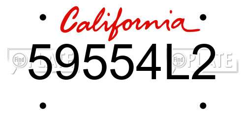 59554L2 California License Plate