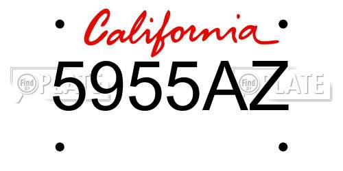 5955AZ California License Plate