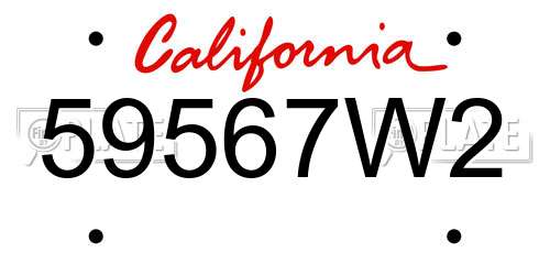 59567W2 California License Plate
