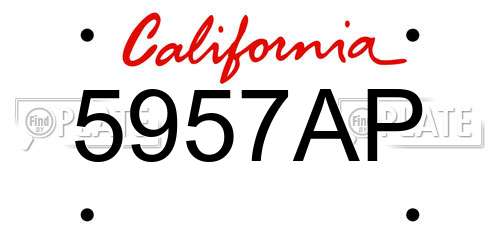5957AP California License Plate