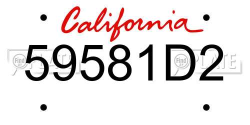 59581D2 California License Plate
