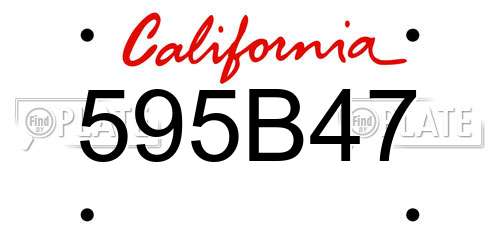 595B47 California License Plate