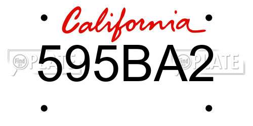 595BA2 California License Plate