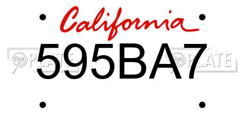 595BA7 California License Plate