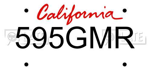 595GMR California License Plate