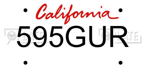 595GUR California License Plate