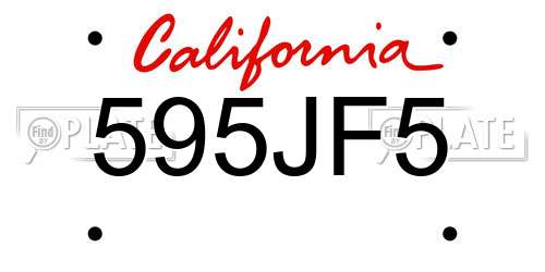 595JF5 California License Plate