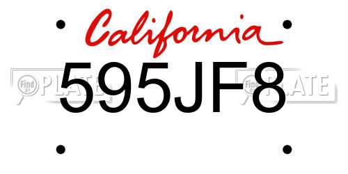595JF8 California License Plate