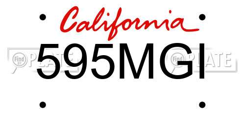 595MGI California License Plate