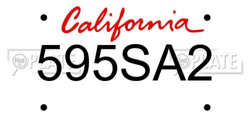 595SA2 California License Plate