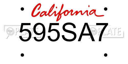 595SA7 California License Plate