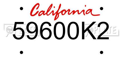 59600K2 California License Plate