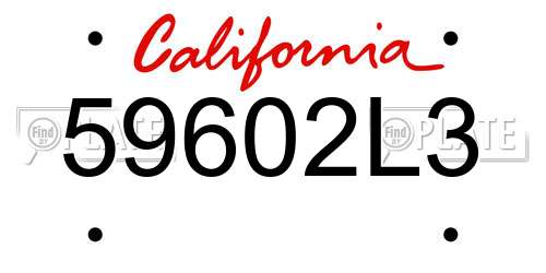 59602L3 California License Plate