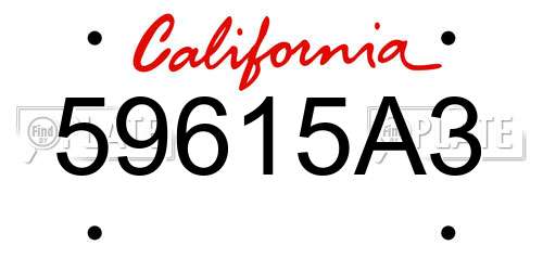 59615A3 California License Plate