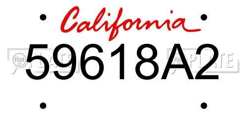59618A2 California License Plate