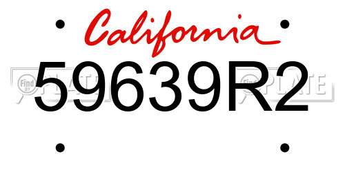 59639R2 California License Plate
