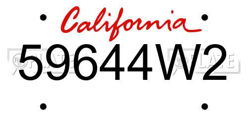 59644W2 California License Plate