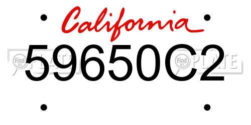 59650C2 California License Plate