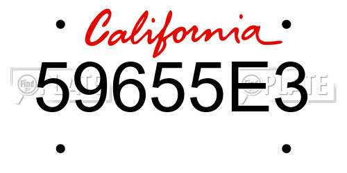 59655E3 California License Plate