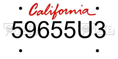 59655U3 California License Plate