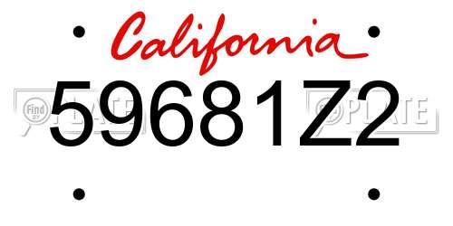 59681Z2 California License Plate