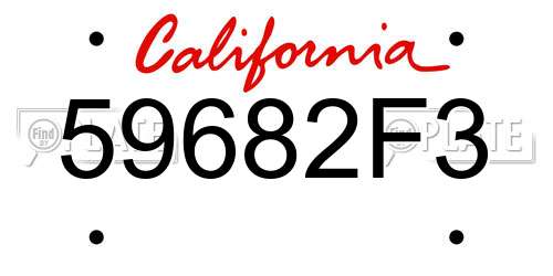 59682F3 California License Plate