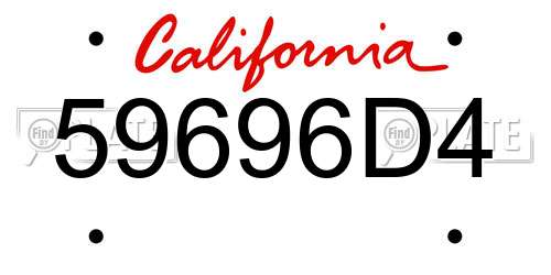 59696D4 California License Plate