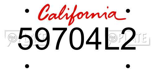 59704L2 California License Plate