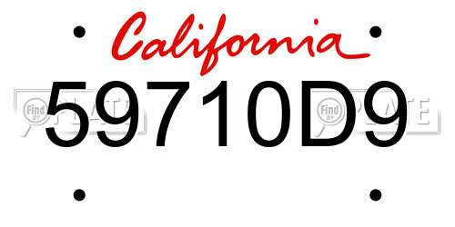 59710D9 California License Plate