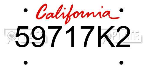 59717K2 California License Plate