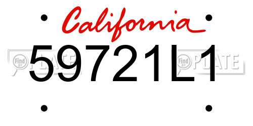 59721L1 California License Plate