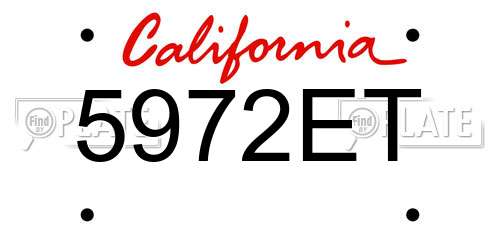 5972ET California License Plate
