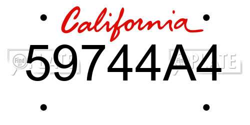 59744A4 California License Plate