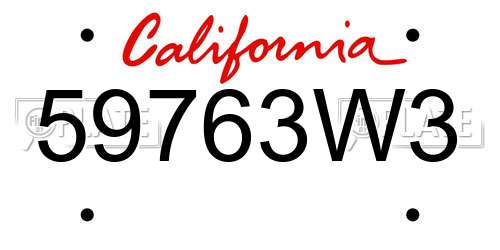 59763W3 California License Plate