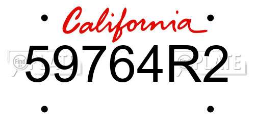 59764R2 California License Plate