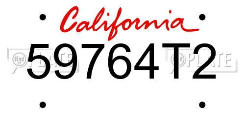 59764T2 California License Plate