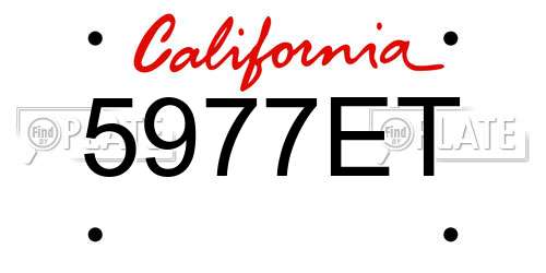 5977ET California License Plate