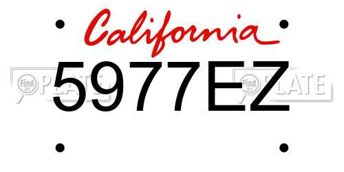 5977EZ California License Plate