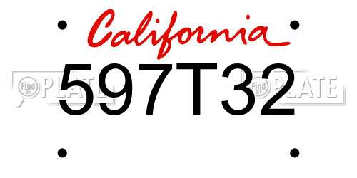 597T32 California License Plate