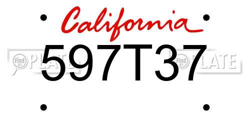 597T37 California License Plate