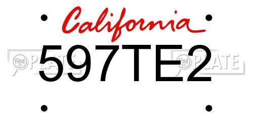 597TE2 California License Plate