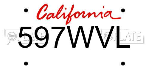 597WVL California License Plate