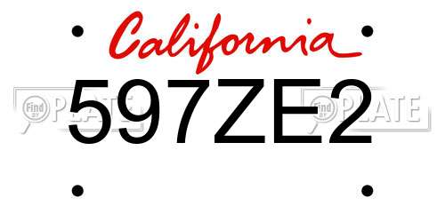 597ZE2 California License Plate