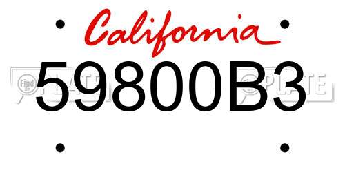 59800B3 California License Plate
