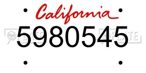 5980545 California License Plate