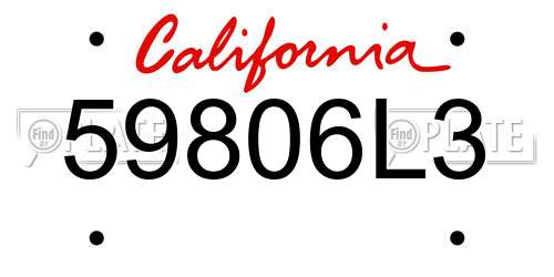 59806L3 California License Plate