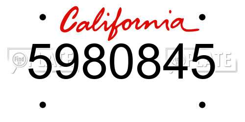 5980845 California License Plate
