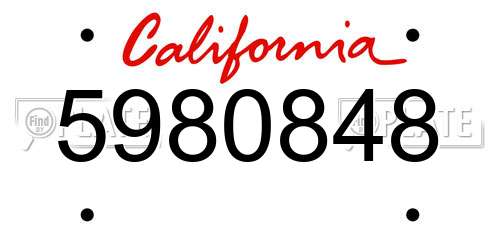 5980848 California License Plate